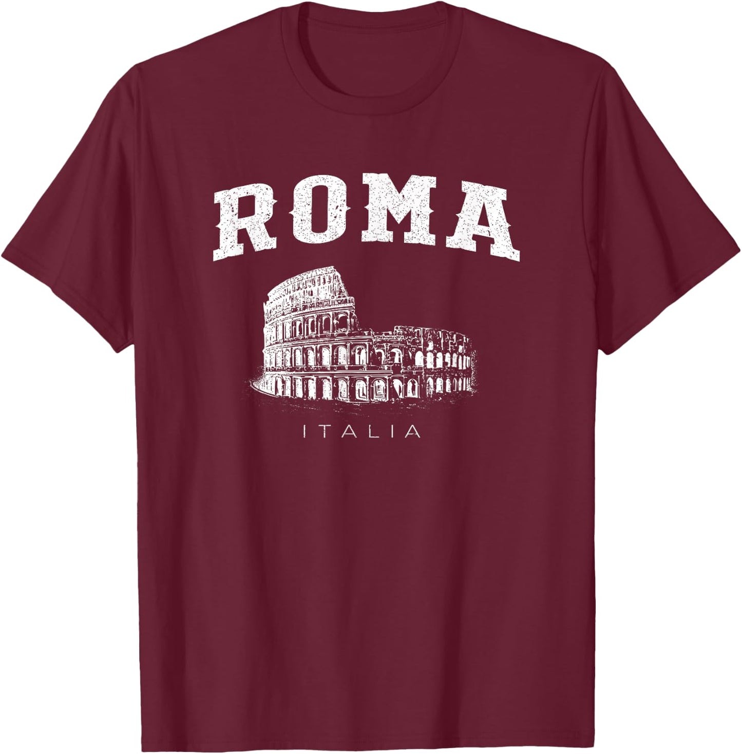 Distressed Roma Italia Colosseum Vintage Italy Rome T-Shirt - T-Shirt | Maroon