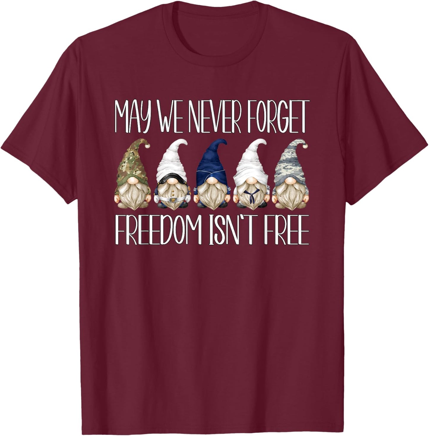 Unique Military Dad Gnomes For Veteran Memorial Day Gnome T-Shirt - T-Shirt | Maroon