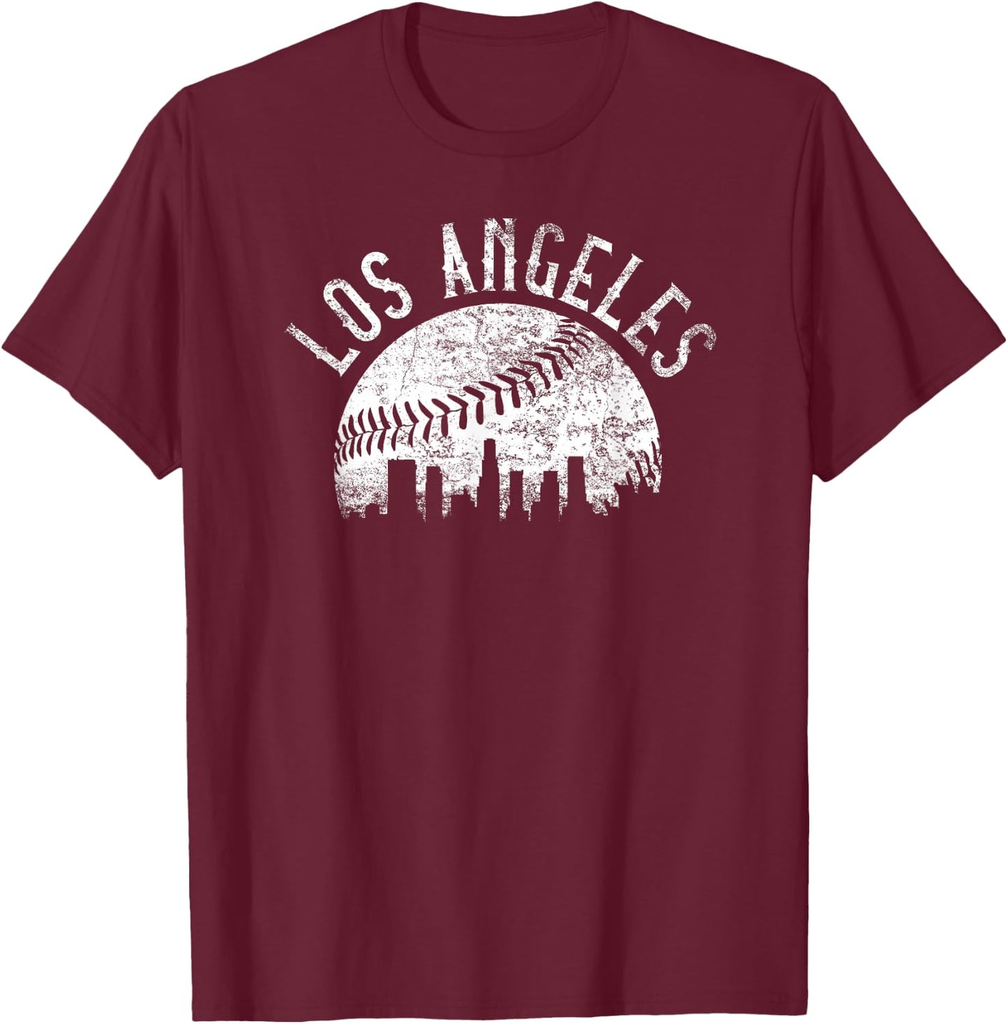 Vintage Los Angeles California Skyline Apparel LA T-Shirt - T-Shirt | Maroon