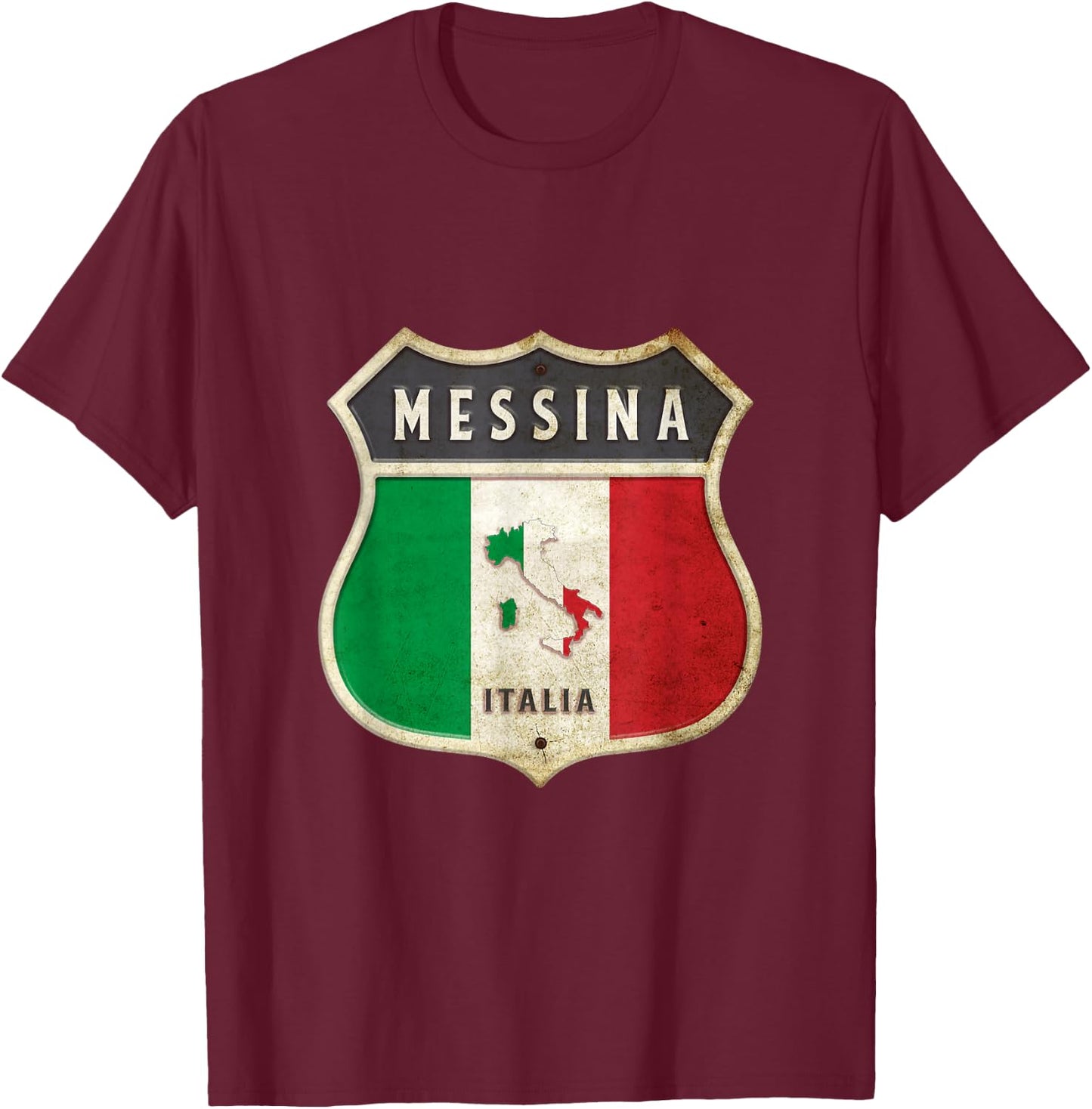 Messina Italy Sicily Coat of Arms Flag City / Gift T-Shirt - T-Shirt | Maroon