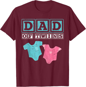 Dad of Twins Family Daddy Fathers Day Future Parents T-Shirt - T-Shirt | Maroon