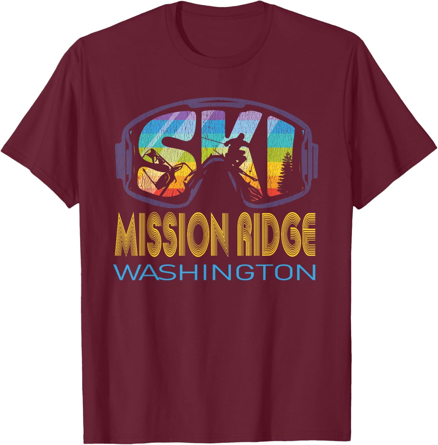 Ski Mission Ridge Washington Skiing Vacation T-Shirt - T-Shirt | Maroon