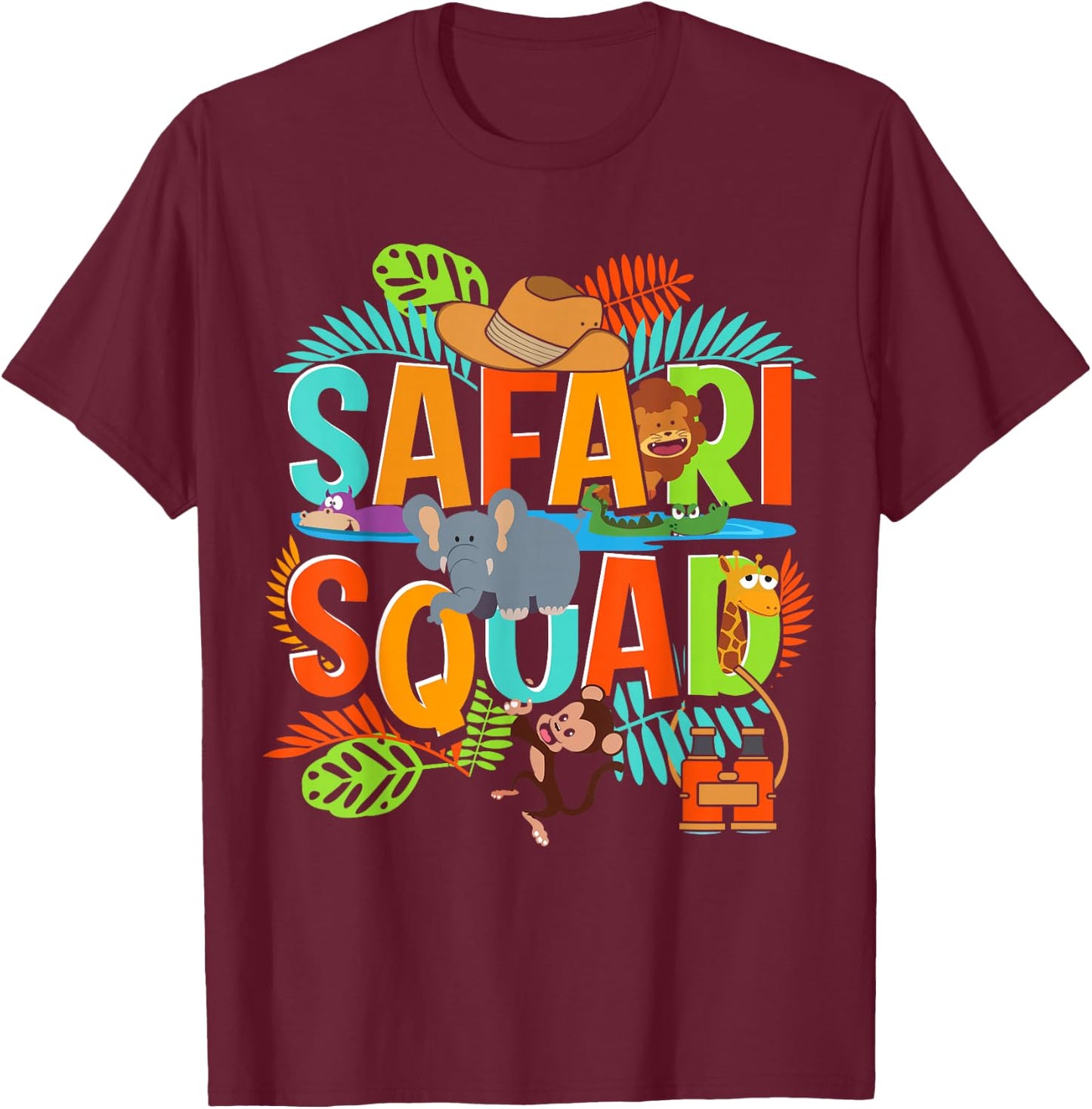 Safari Squad Zoo African Animals T-Shirt - T-Shirt | Maroon