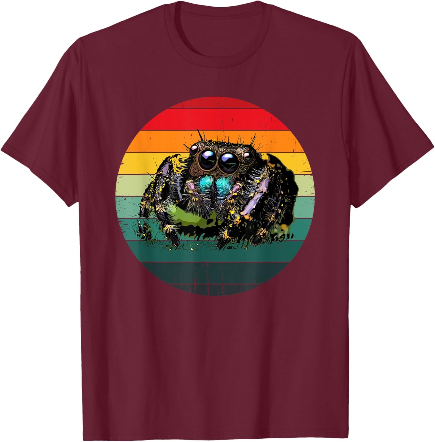 Pet Spider Mom or Dad Vintage Spooder Cute Jumping Spider T-Shirt - T-Shirt | Maroon