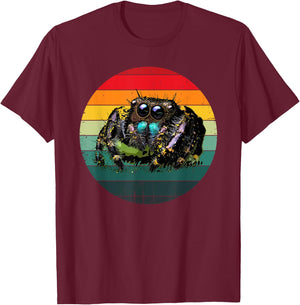 Pet Spider Mom or Dad Vintage Spooder Cute Jumping Spider T-Shirt - T-Shirt | Maroon