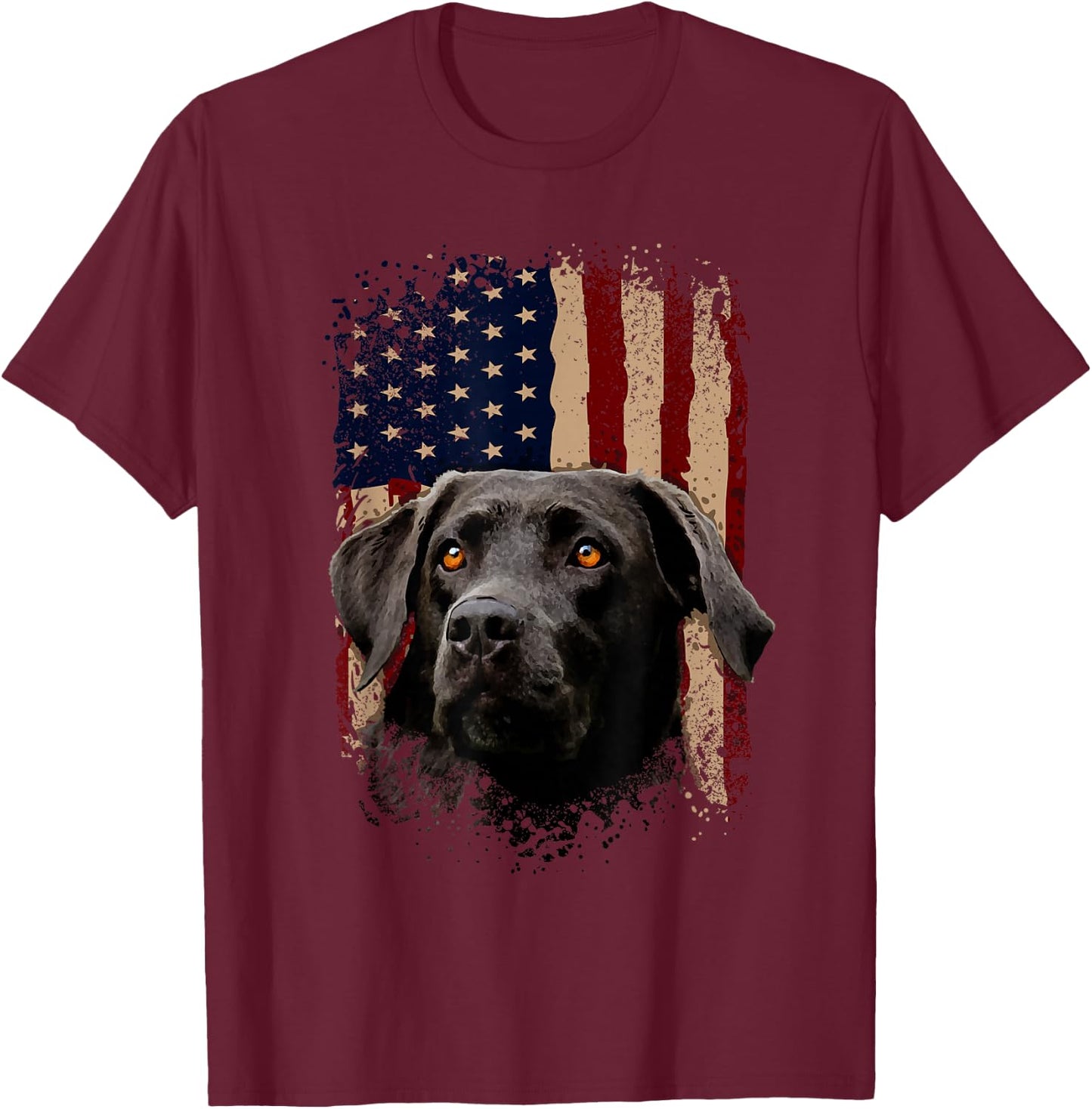 American Black Labrador USA Flag Lab Owner T-Shirt - T-Shirt | Maroon