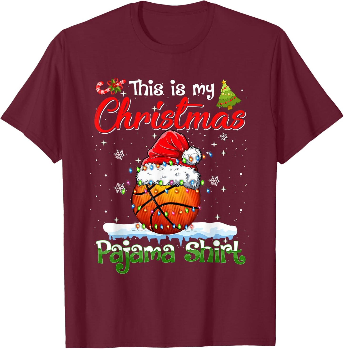 Funny Basketball Christmas Shirt Gift - -Adults, Kids - Black - Short Sleeve - Christmas Basketball Kids T-Shirt - T-Shirt | Maroon