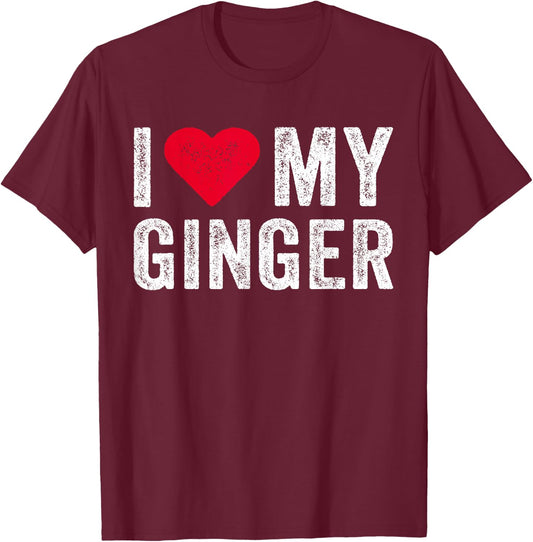I Love My Ginger Redhead Red Heart Vintage Men Women T-Shirt - T-Shirt | Maroon