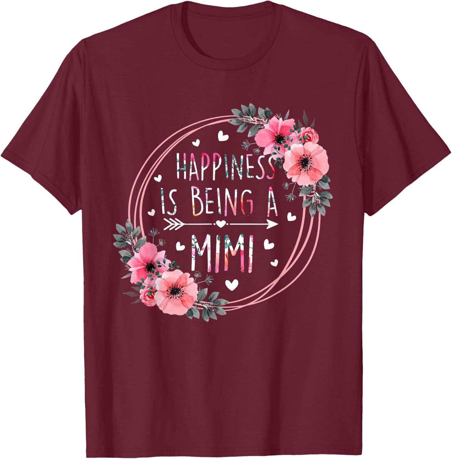 Happiness is being a Mimi Announcement Mothers Day T-Shirt - T-Shirt | Maroon
