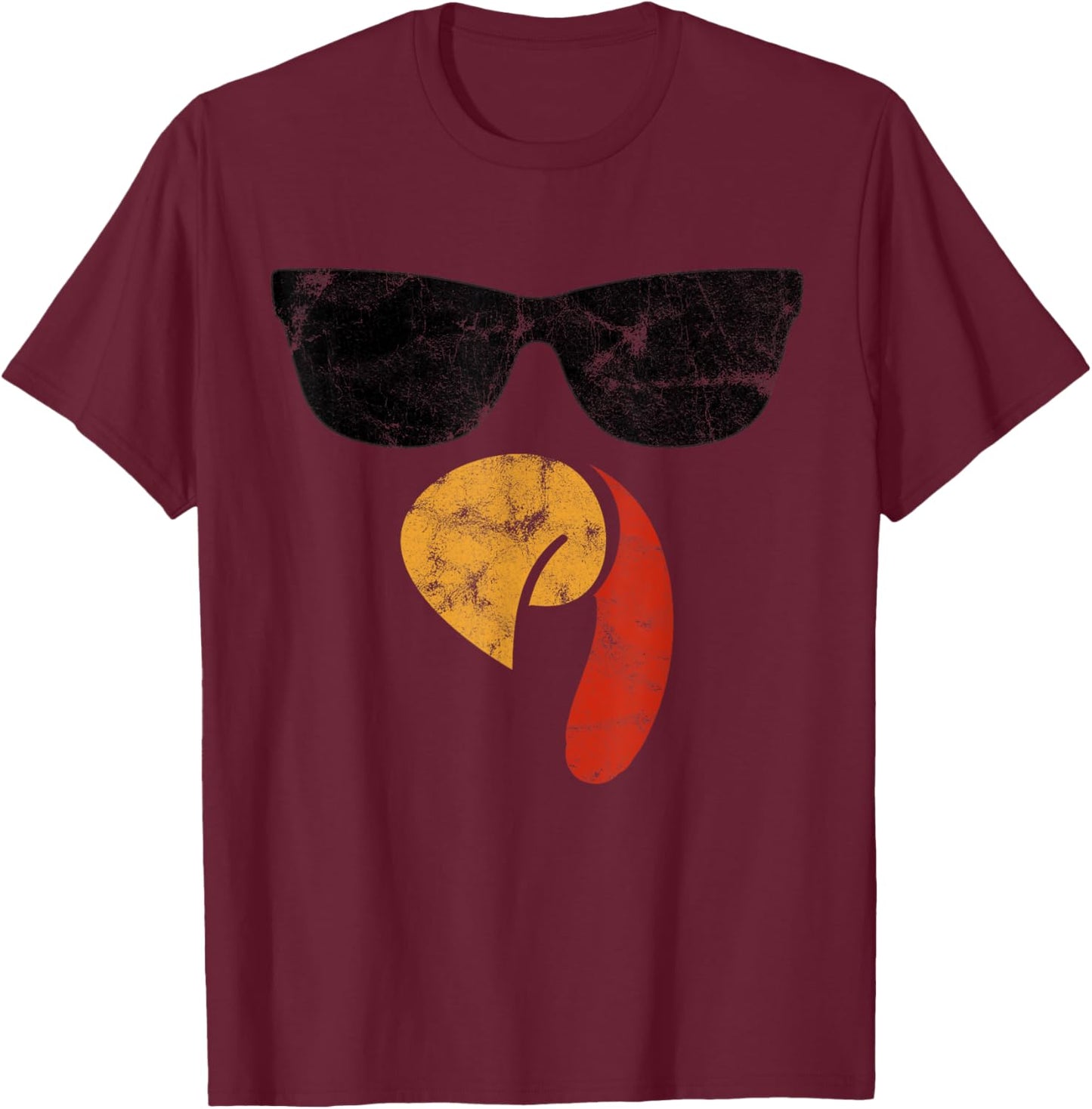 Turkey Face Thanksgiving Day Piligrim Gifts Trot Leg Day T-Shirt - T-Shirt | Maroon