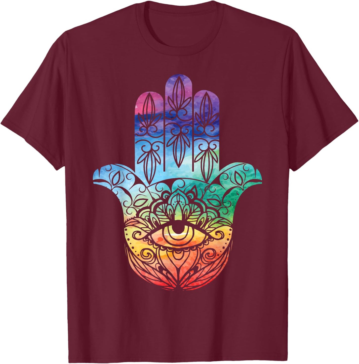 Hamsa Top with Beautiful Hamsa Hand T-Shirt - T-Shirt | Maroon