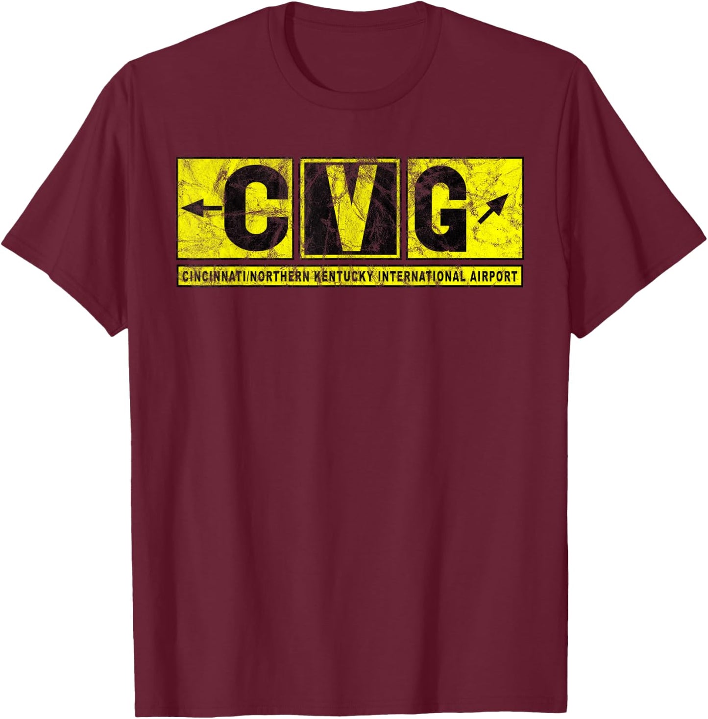 CVG Cincinnati N Kentucky Airport Taxiway Sign Pilot Vintage T-Shirt - T-Shirt | Maroon