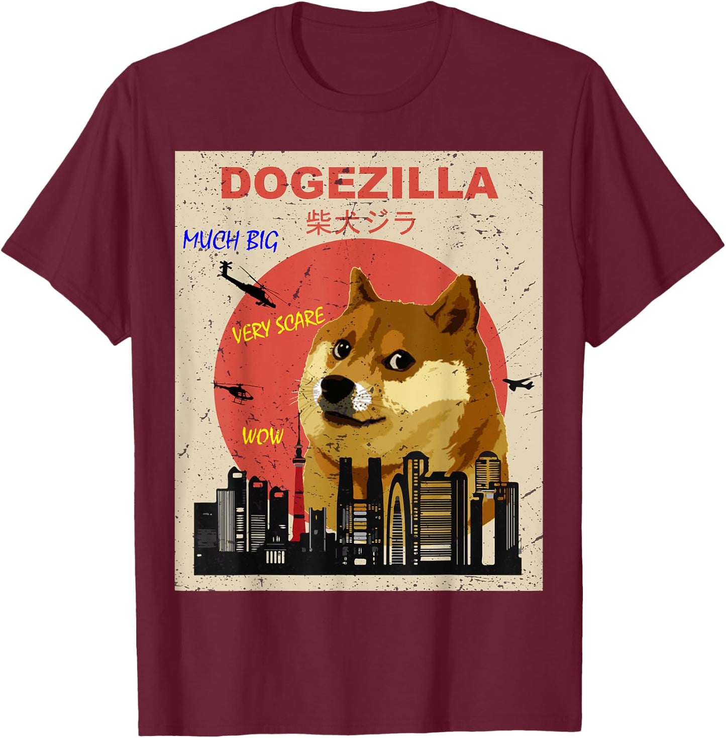 Large Shiba inu Dog Dogezilla T-Shirt - T-Shirt | Maroon