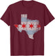 Texas Chicago Flag Vintage Distressed T-Shirt - T-Shirt | Maroon