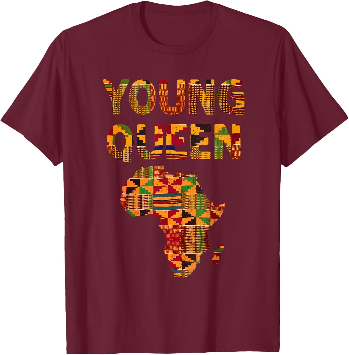 Cool Kente Cloth Art Kids Girls African Print African Queen T-Shirt - T-Shirt | Maroon