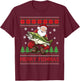 Merry Fishmas Santa Fishing Ugly Christmas Sweater Style T-Shirt - T-Shirt | Maroon
