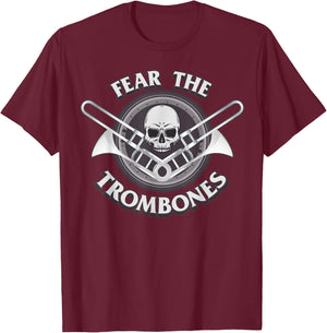Funny Fear the Trombone Player Gift Accessories Men Women T-Shirt - T-Shirt | Maroon