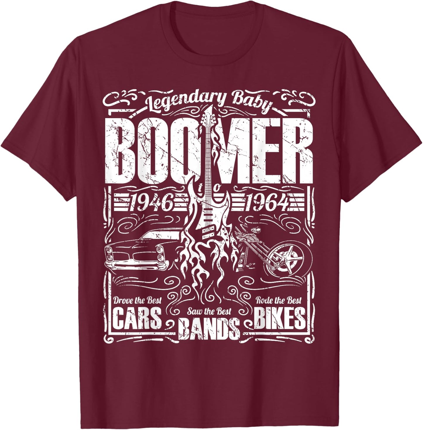 Cool Legendary Baby Boomer Birthday Design Born 1946 to 1964 T-Shirt - T-Shirt | Maroon