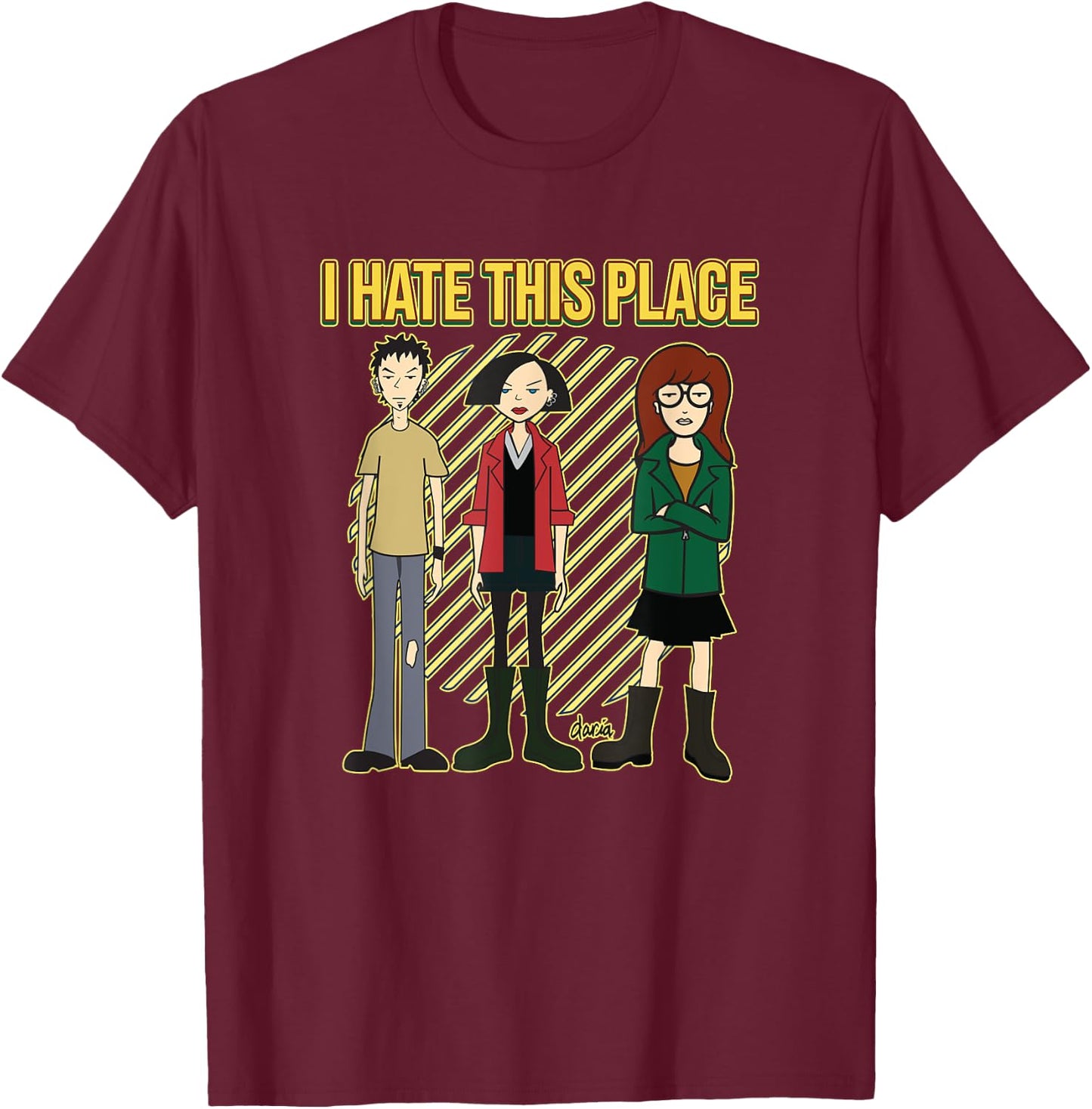 Mademark x Daria - I Hate This Place T-Shirt - T-Shirt | Maroon