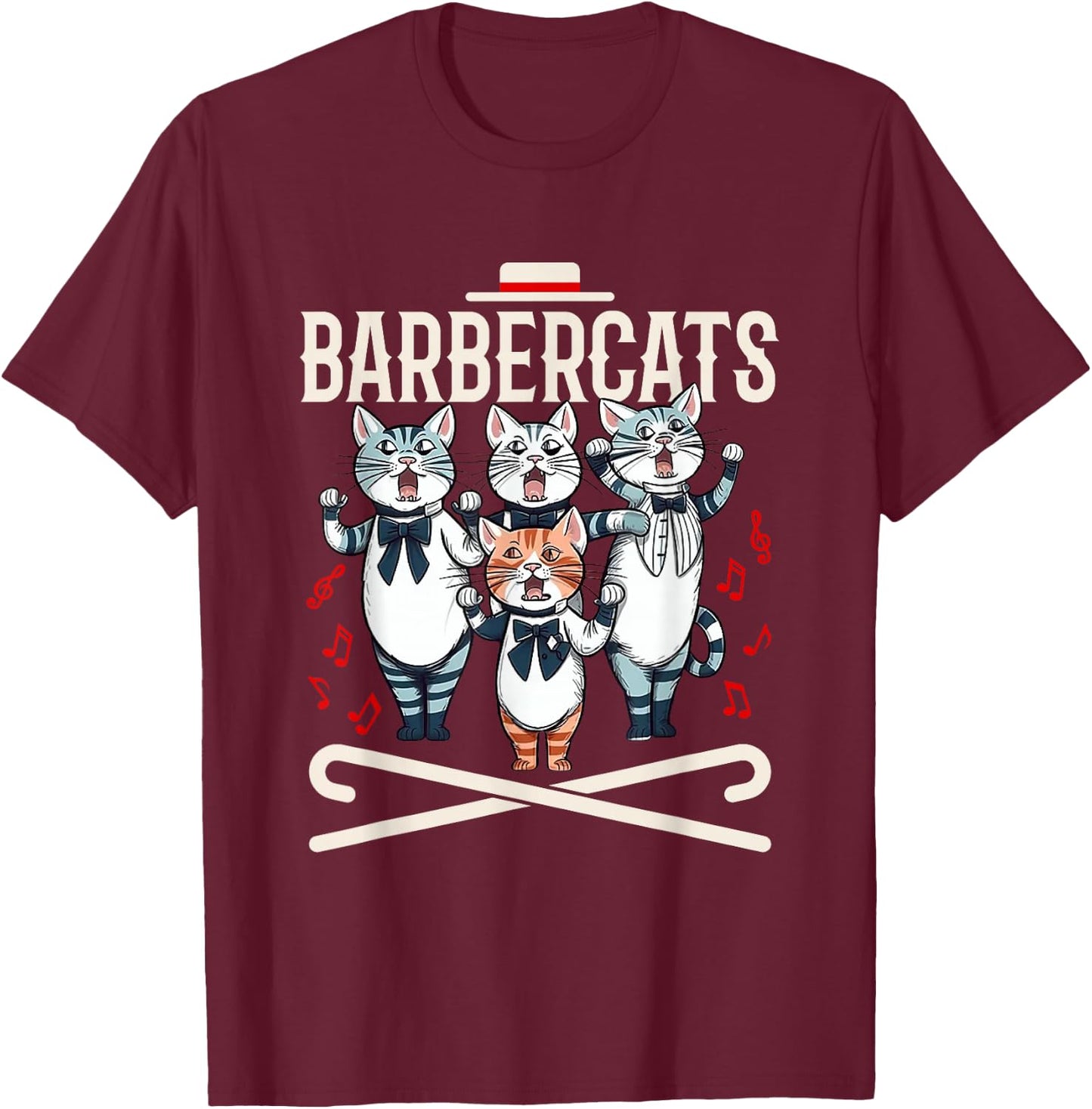 Barbershop Quartet Cats Singing Harmony Singer T-Shirt - T-Shirt | Maroon