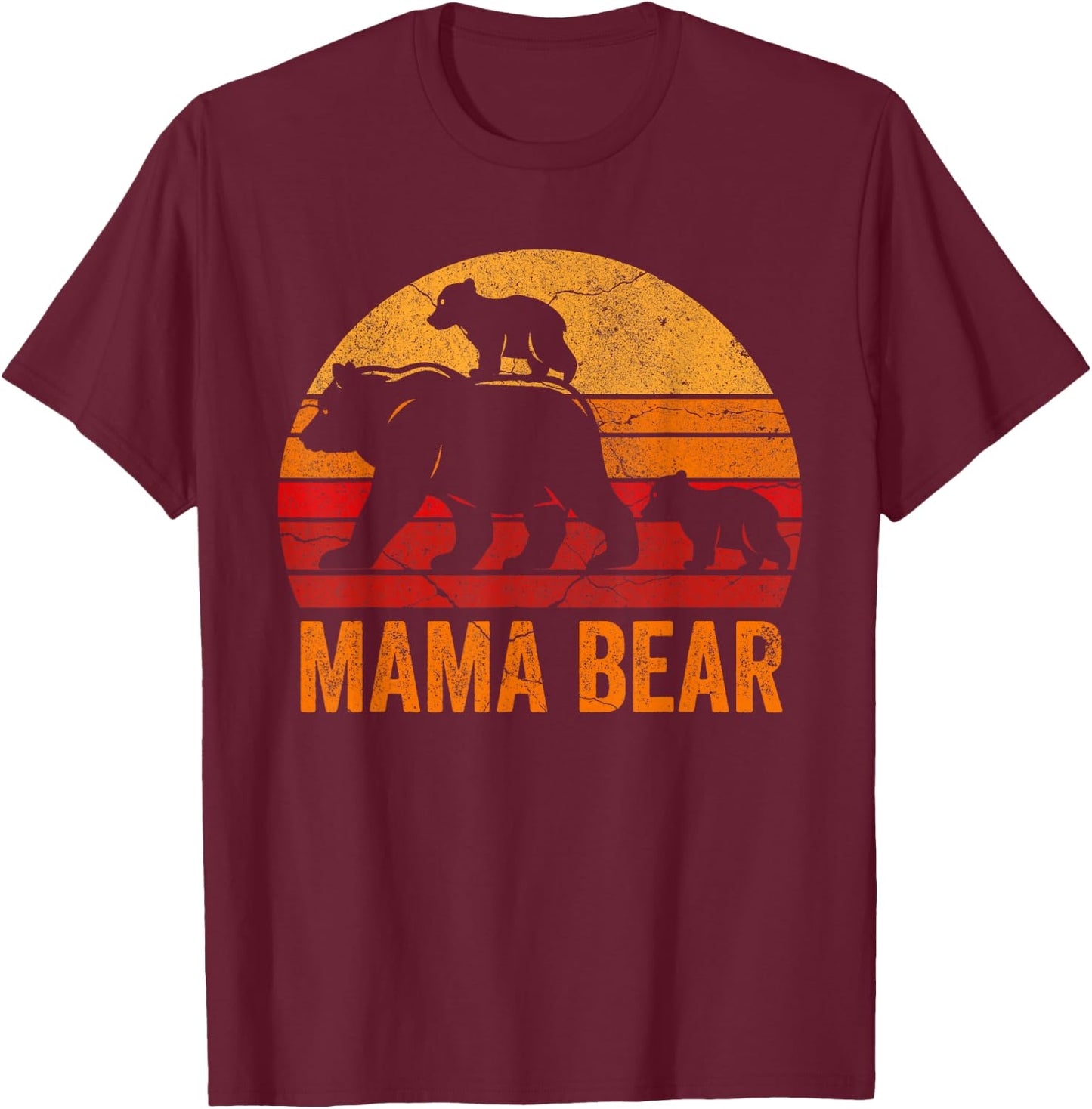 Mama Bear 2 Cubs Shirt Mama Bear Twin Shirt Mom 2 Kids T-Shirt - T-Shirt | Maroon