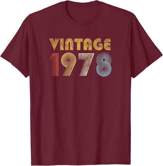 Vintage 1978 70s Retro 47th Birthday Gift Men Women T-Shirt - T-Shirt | Maroon