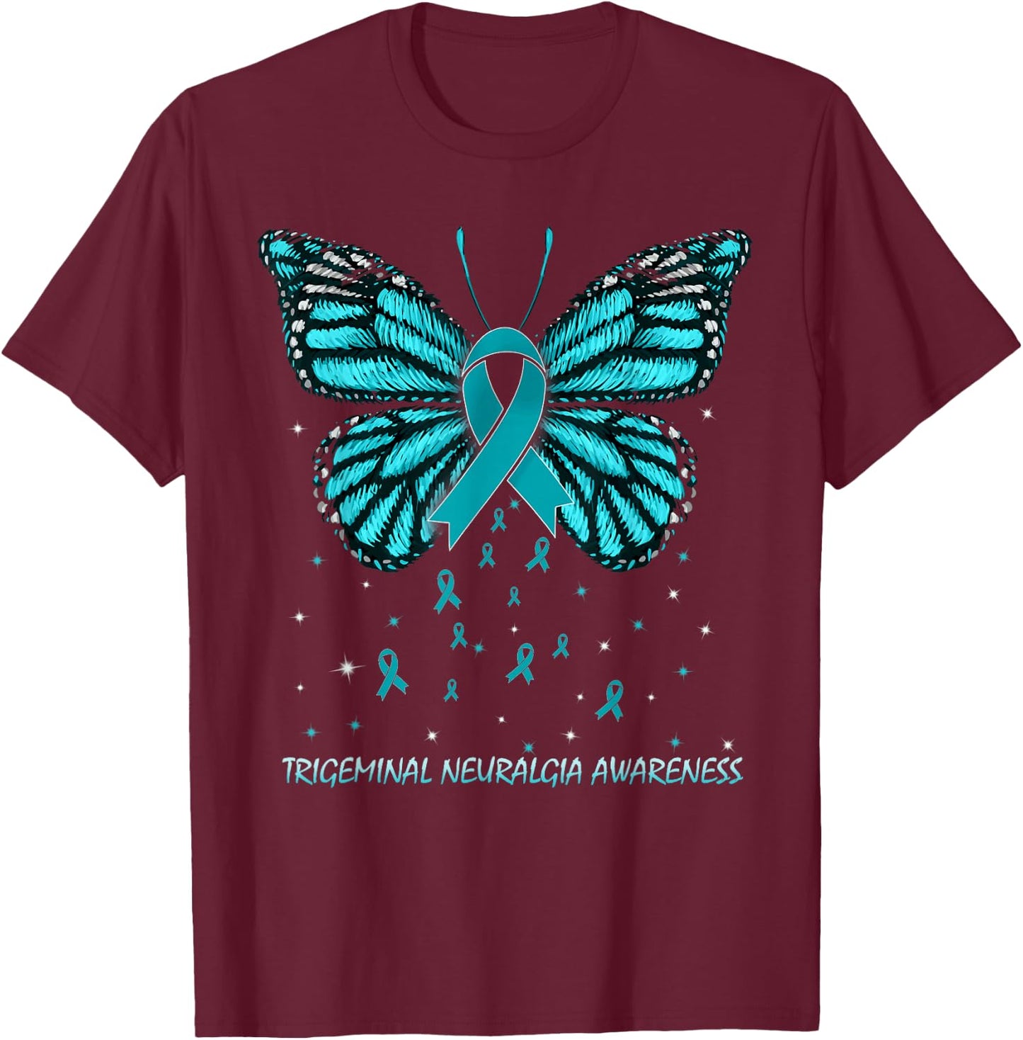 Trigeminal Neuralgia Awareness Butterfly T-Shirt - T-Shirt | Maroon