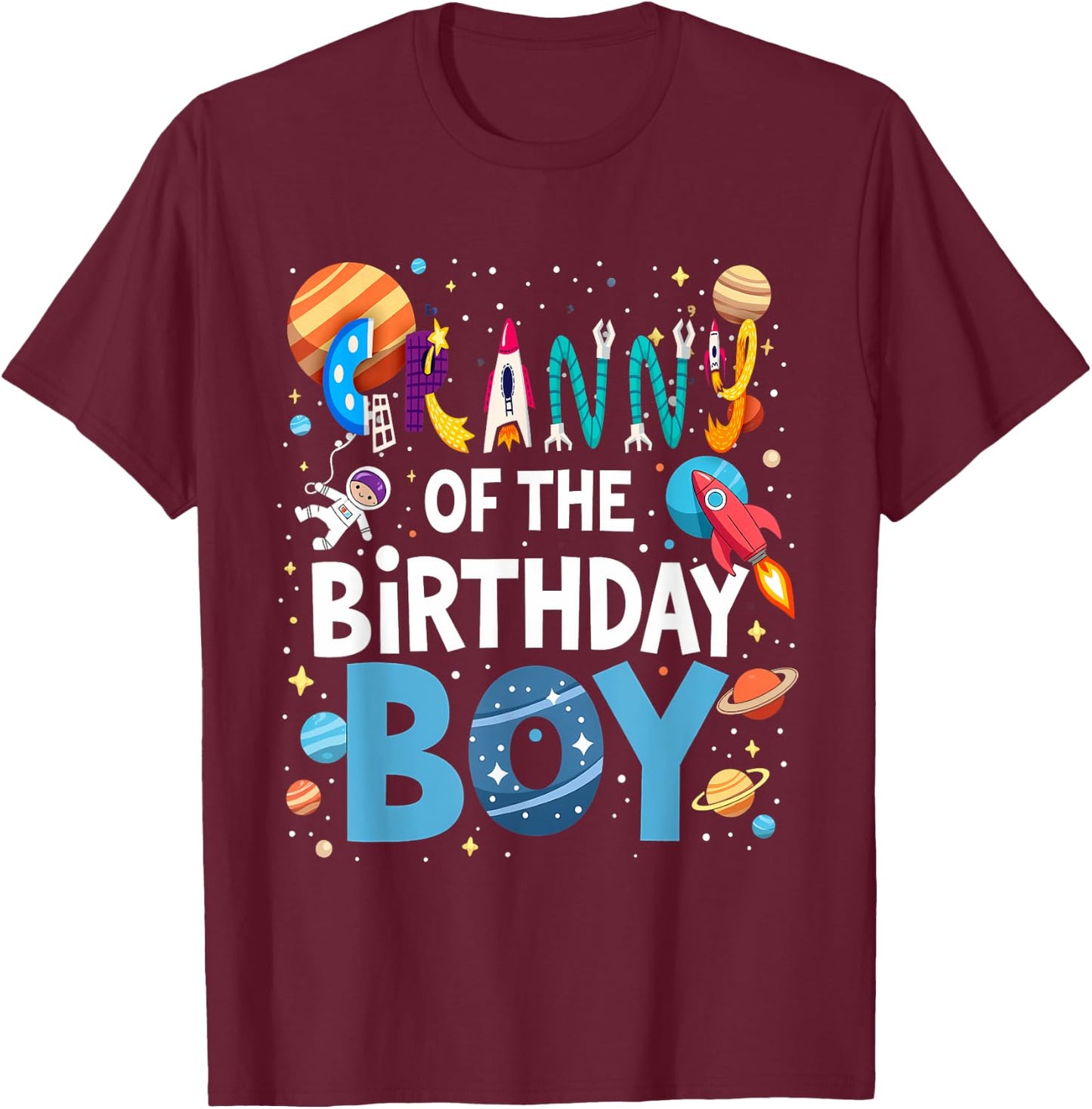 Astronaut 1st Birthday Grandma Granny Of The Birthday Boy T-Shirt - T-Shirt | Maroon