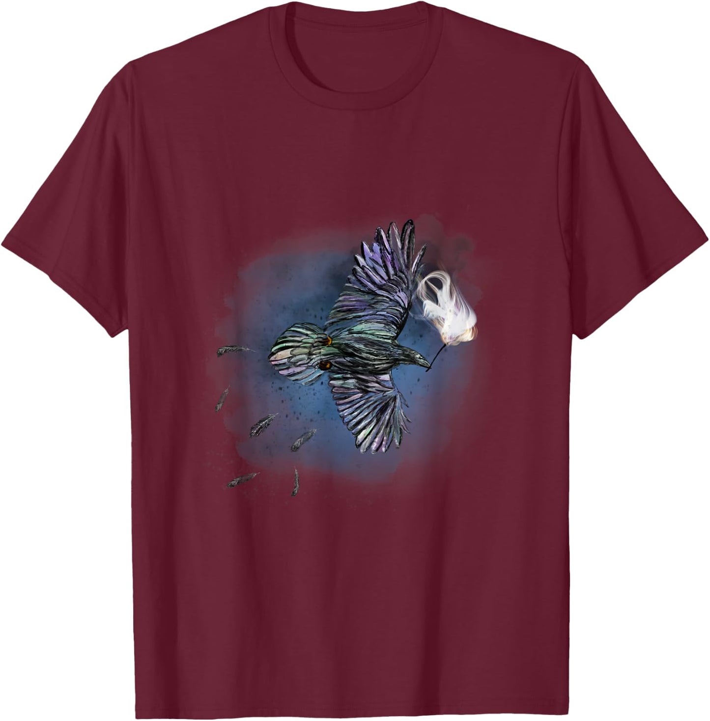 Rainbow Crow Carrying the Gift of Fire (Watercolor) T-Shirt - T-Shirt | Maroon