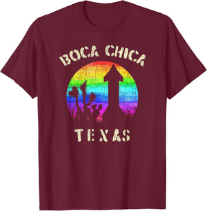 Boca Chica Texas Starship Cool Retro T-Shirt - T-Shirt | Maroon