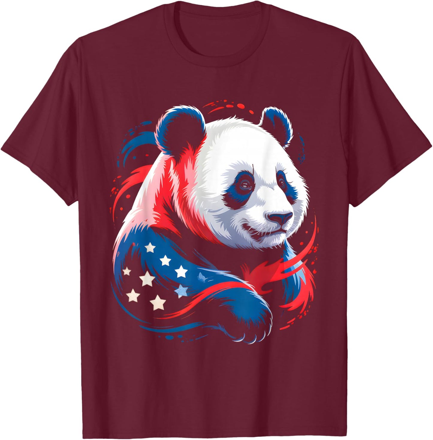 Panda 4th Of July Patriotic Panda Graphic American Flag Kids T-Shirt - T-Shirt | Maroon