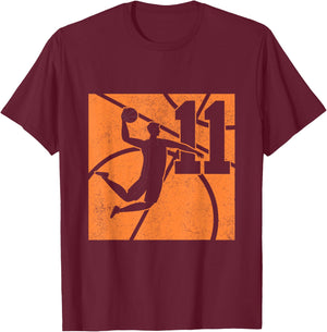 11 Year Old Basketball Dunk 11th Birthday Party Themed Boys T-Shirt - T-Shirt | Maroon