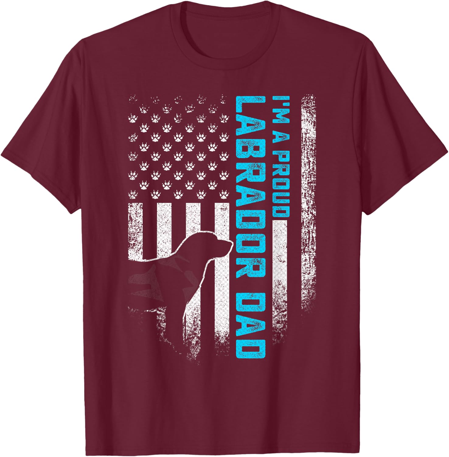 Vintage American Flag I'm A Proud Labrador Retriever Dad Lab Women Kids Men T-Shirt - T-Shirt | Maroon