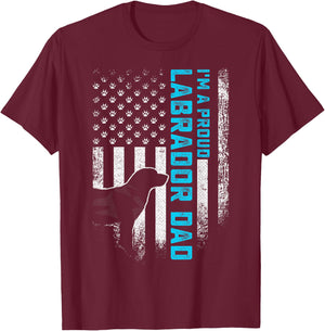 Vintage American Flag I'm A Proud Labrador Retriever Dad Lab Women Kids Men T-Shirt - T-Shirt | Maroon