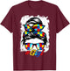 Messy Bun Bandana Gigi Ladies Girls Women Autism Awareness T-Shirt - T-Shirt | Maroon
