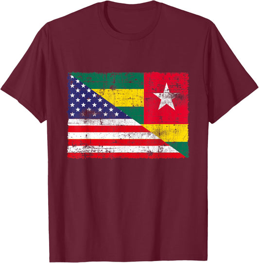 Retro Patriotic USA American Flag Togo Flag Kids Men T-Shirt - T-Shirt | Maroon