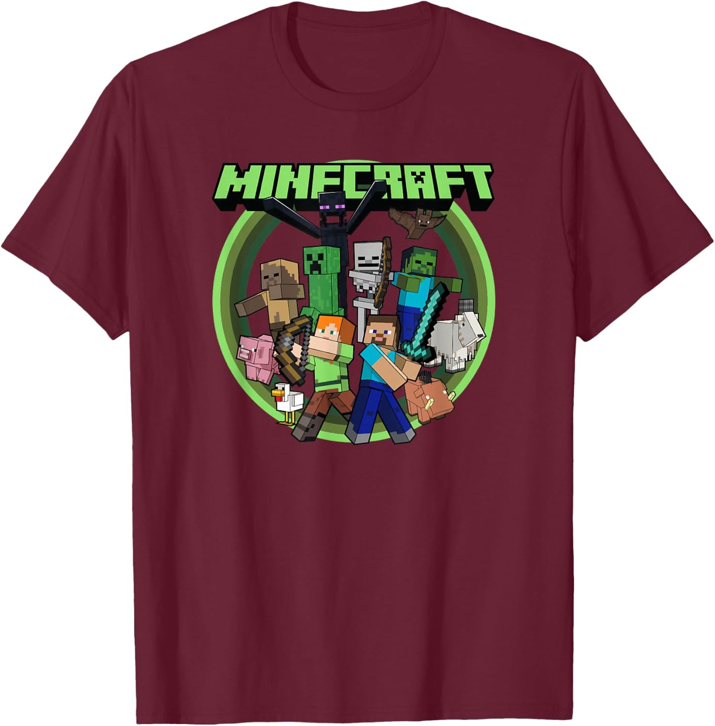 Minecraft Group Circle Logo Poster T-Shirt - T-Shirt | Maroon