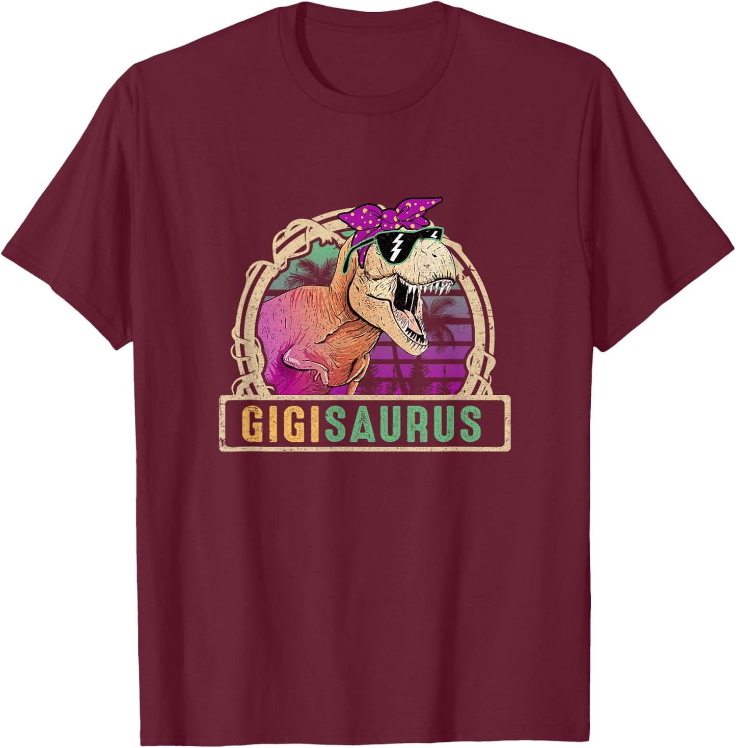 Gigi Saurus Gigisaurus T Rex Dinosaur Family Matching T-Shirt - T-Shirt | Maroon