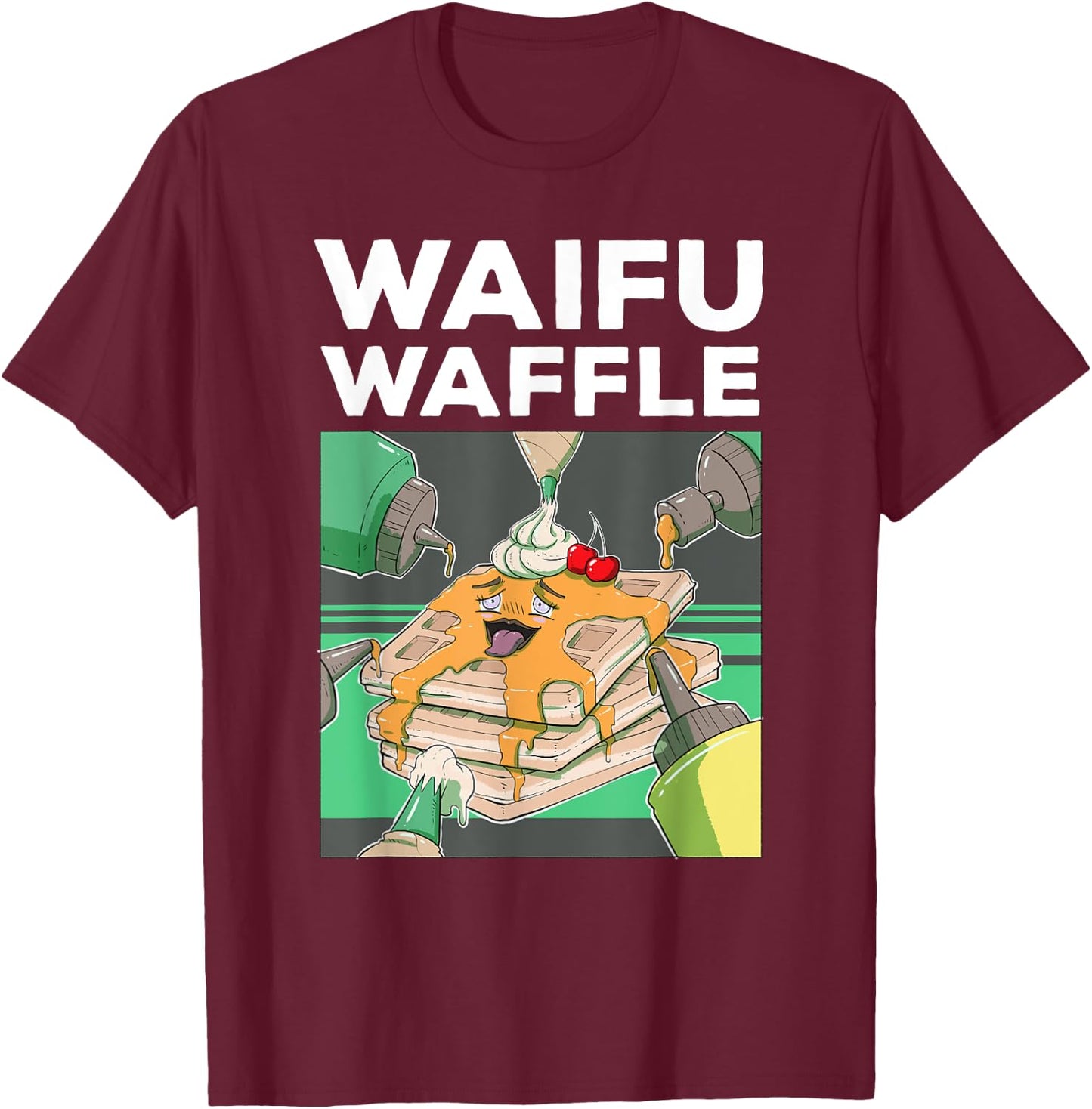 Otaku Ahegao WAIFU WAFFLE Ecchi Etchi Hentai Lewd Great Gift T-Shirt - T-Shirt | Maroon