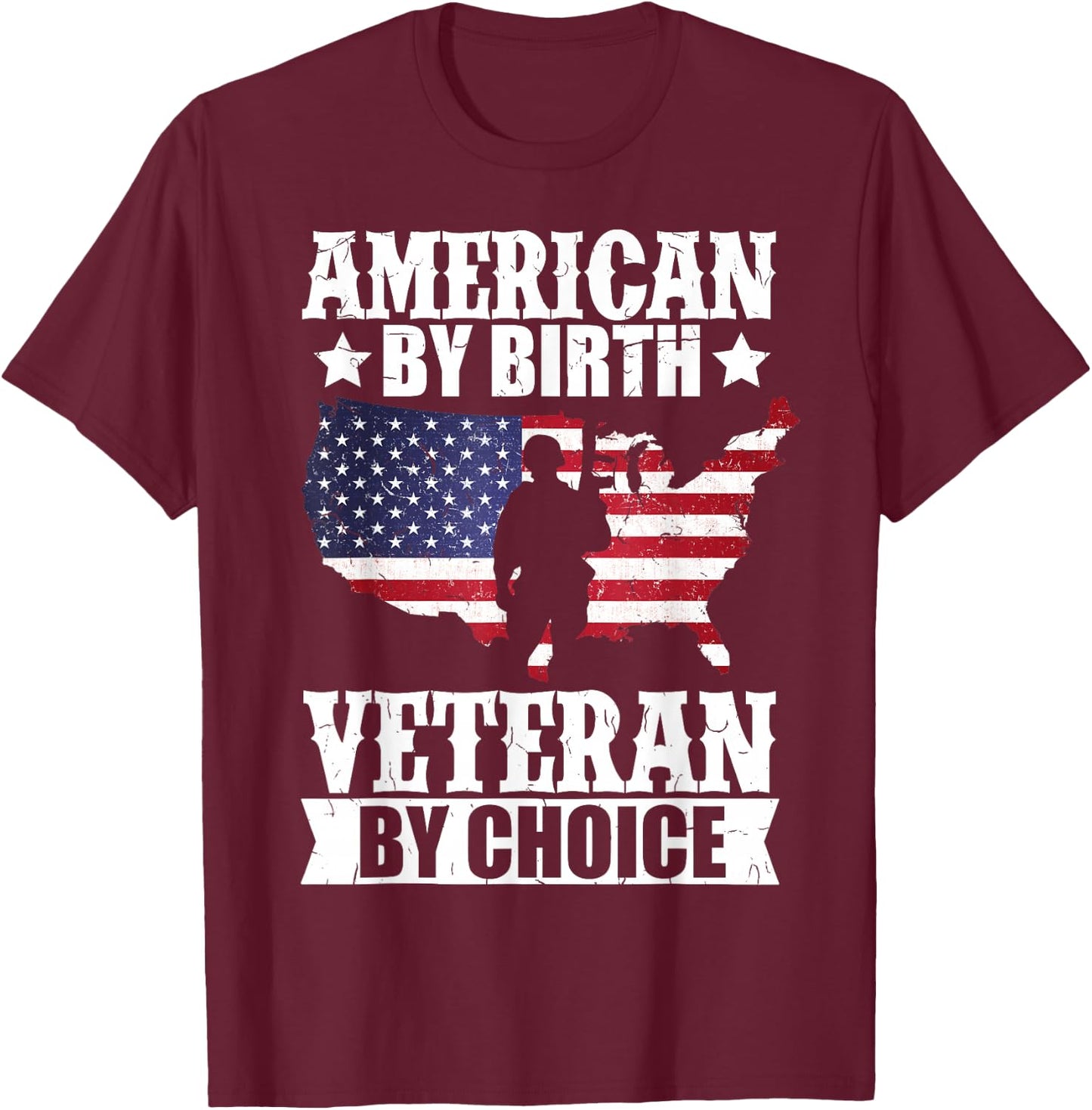 American by Birth Veteran by Choice US Flag Veterans Day T-Shirt - T-Shirt | Maroon
