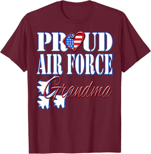 Proud Air Force Grandma Shirt US Heart Military Women T-Shirt - T-Shirt | Maroon