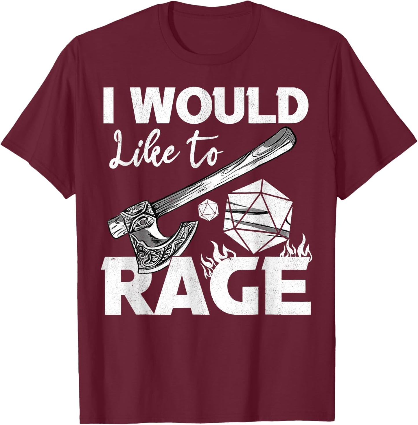 I Would Like To Rage Tabletop B.arbarian Role Play Black -Adults Classic Fit Cotton Blend Short Sleeve T-Shirt - T-Shirt | Maroon
