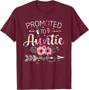 Promoted To Auntie Announcement Aunt New Auntie Mothers Day T-Shirt - T-Shirt | Maroon