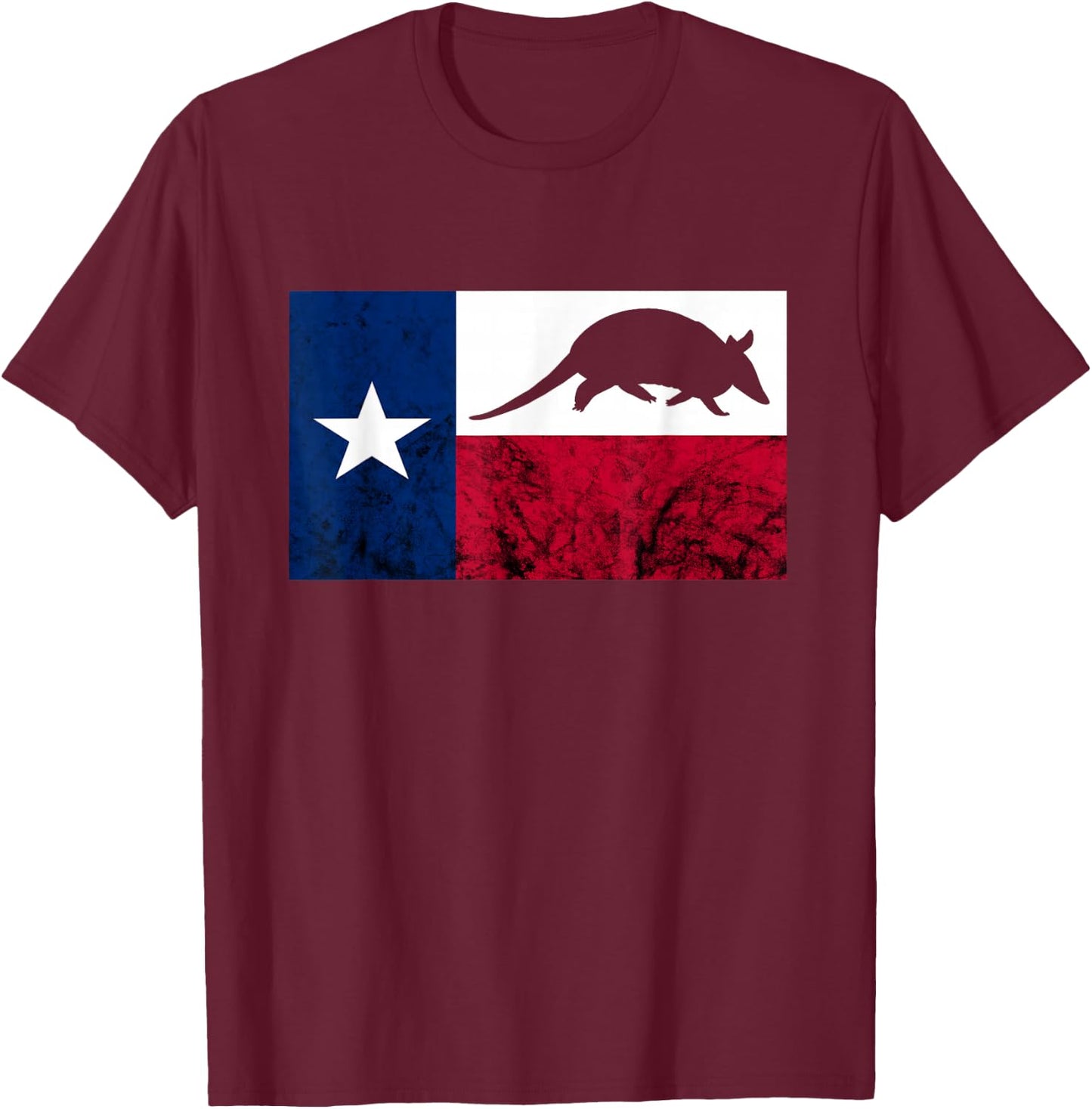 Armadillo Cowboy Texas Flag Armadillo Texan Forest Animal T-Shirt - T-Shirt | Maroon
