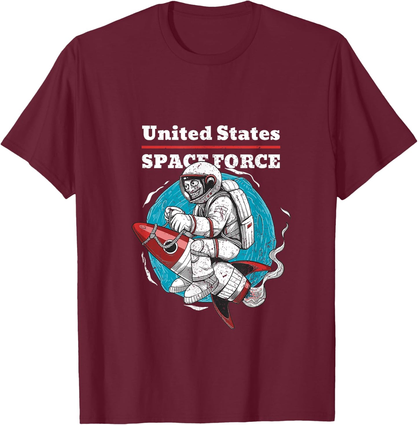 Funny United States Space Force Space Monkey T-Shirt - T-Shirt | Maroon