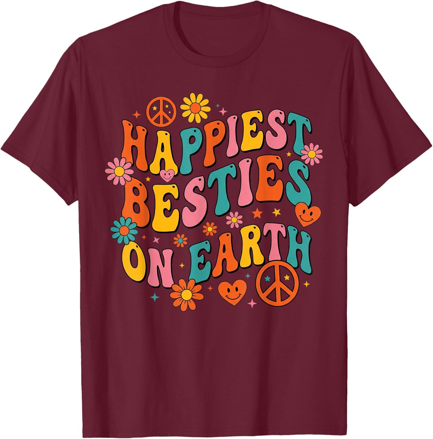 Happiest Besties On Earth Summer Beach Girls Trip Squad T-Shirt - T-Shirt | Maroon