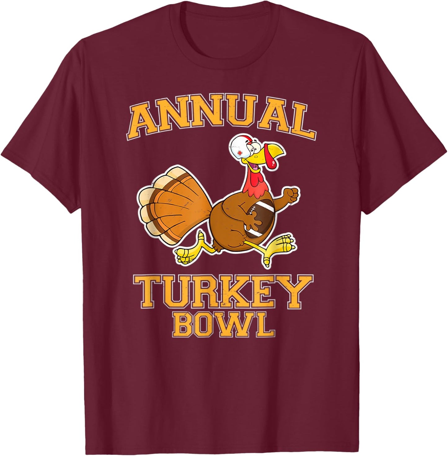 Annual Turkey Bowl Thanksgiving Football T-Shirt - T-Shirt | Maroon