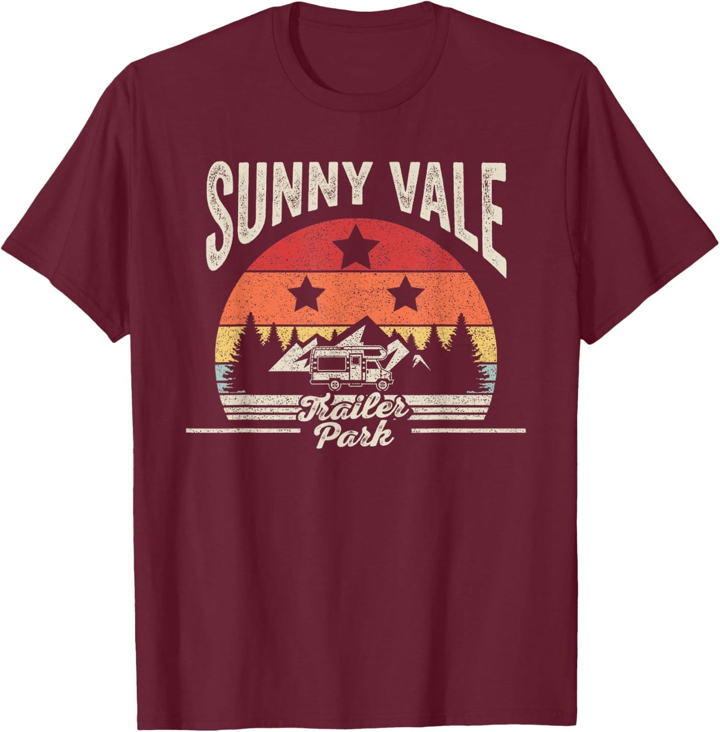 Vintage Retro Sunnyvale Trailer Park T-Shirt - T-Shirt | Maroon