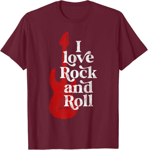 I Love Rock and roll T-Shirt - T-Shirt | Maroon
