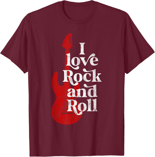 I Love Rock and roll T-Shirt - T-Shirt | Maroon